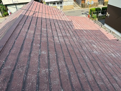 富士河口湖　屋根　劣化　スレート　塗装前
